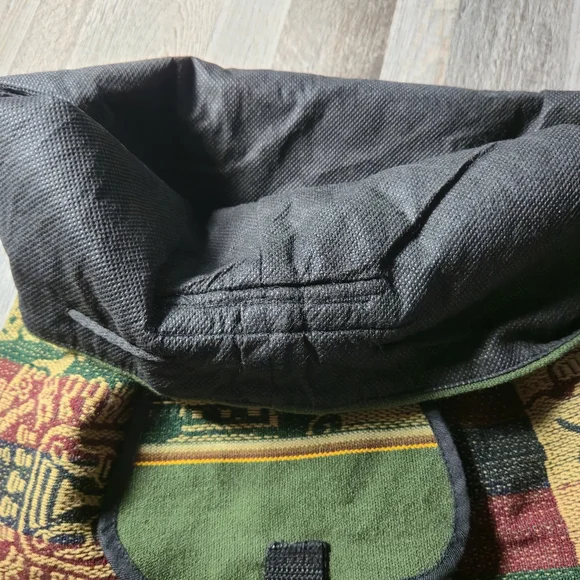 Unbranded OS Vintage Baja Woven Tapestry Backpack Boho Aztec Green Maroon - Picture 7 of 10